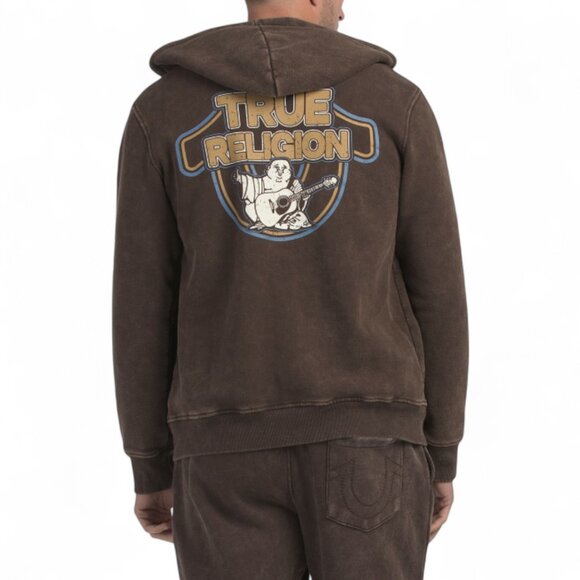 True Religion 2 Piece Sweatsuit Men's Fleece Tracksuit Java Brown Gift Set NWT - Picture 5 of 9